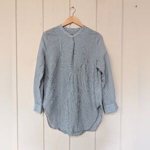 Malene Birger Striped Silk‎ Cotton Top Minimalist Scoop Hem